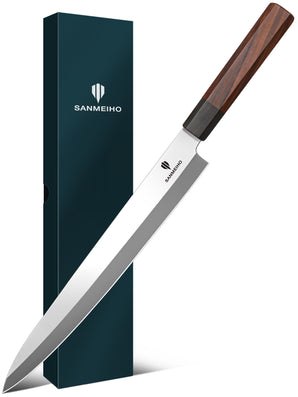 10 Inch Sushi Knife, High Carbon Japanese Steel Sashimi Knife, Japanese Knives for Fish Filleting & Slicing, Sushi Making Knives with Red Sandalwood Handle