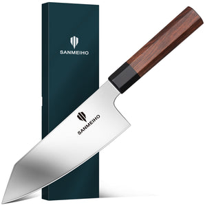 6 Inch Chef Knife for Small Hands, Japanese High Carbon Steel Kitchen Knife, Multi-function Mini Size Sharp Cooking & Sashimi Knife with Ergonomic Red Sandalwood Handle